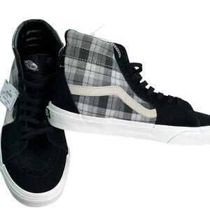 NEW Vans Men's SK8-HI Grunge Plaid Black and White High-Top Sneakers